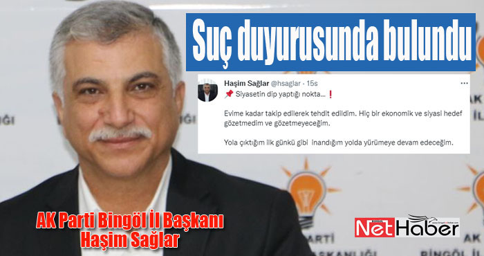 AK Parti Bingöl İl Başkanı Sağlar, suç duyurusunda bulundu