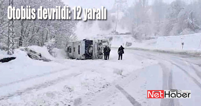 Erzurum yolunda yolcu otobüsü devrildi: 12 yaralı