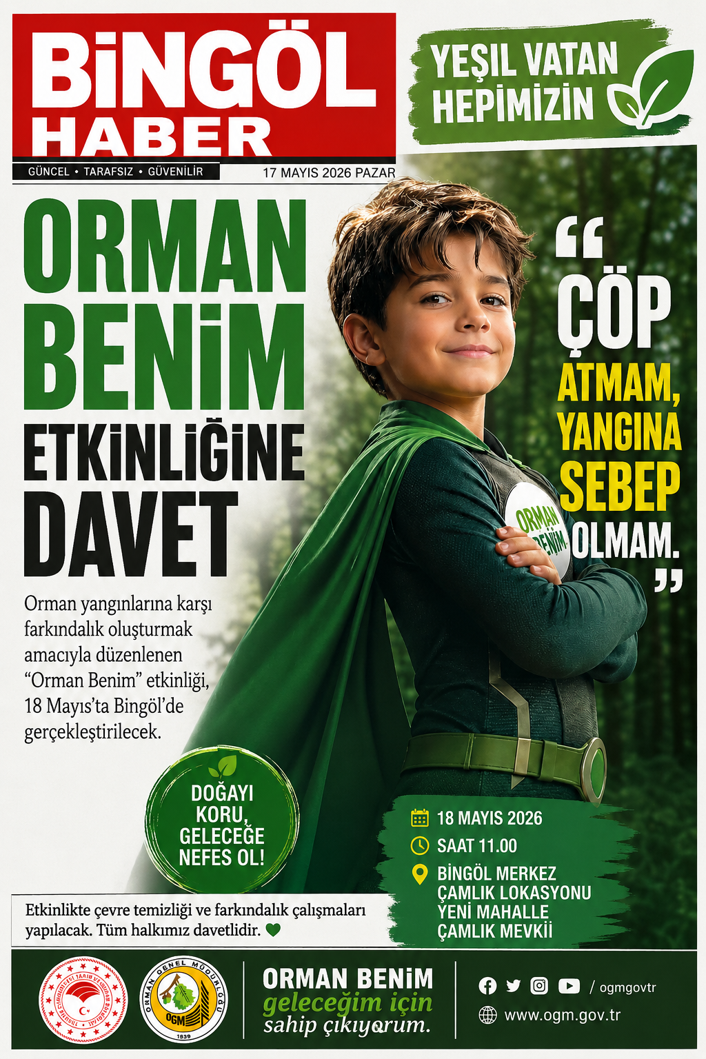 Bingöl’de “Orman Benim” Etkinliği Düzenlenecek