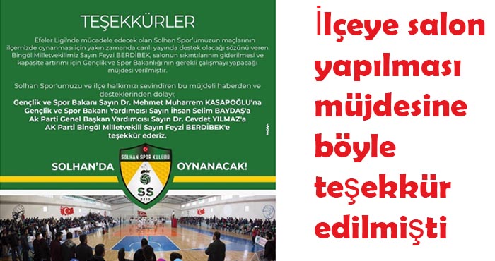 Solhan'a spor salonu yapılmamasına tepkiler