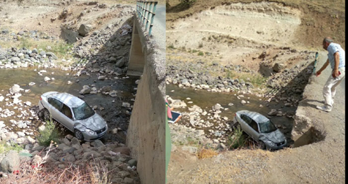 Adaklı'da otomobil köprüden uçtu: 1 yaralı