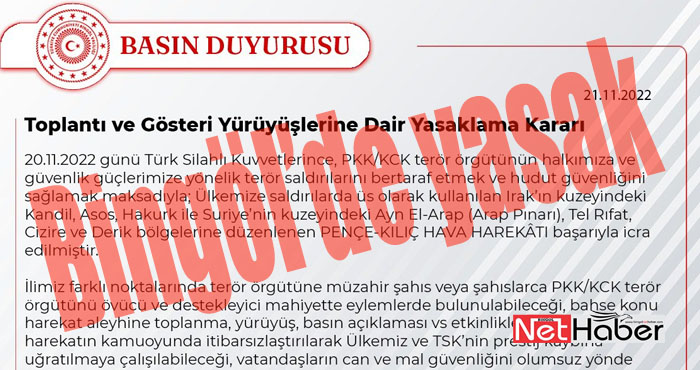 Bingöl'de 15 gün süreyle toplantı ve gösteri yürüyüşleri yasaklandı