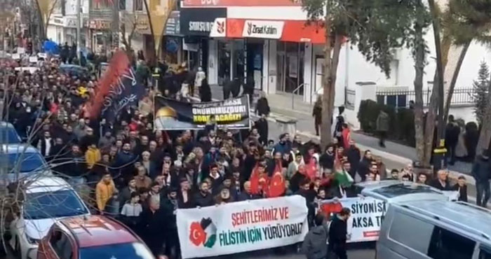 Bingöl'de şehitler ve Filistin için yürüyüş düzenlendi